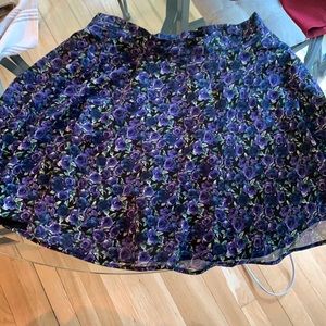 High waisted floral, flowy, mini skirt